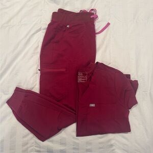 FIGS Burgundy Large Zamora Medium Catarina Scrubs